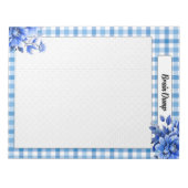 Blauw Bloemen Gingham_ Hersenen Dump Notitieblok (Voorkant)