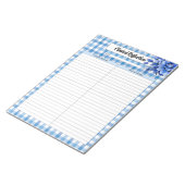 Blauw Bloemen Gingham_ Klinische reflectie Notitieblok (Schuin)