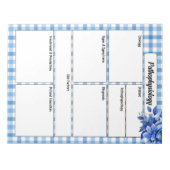 Blauw Bloemen Gingham_ Pathofysiologie Temp Notitieblok (Voorkant)