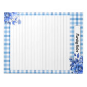 Blauw Bloemen Gingham_ Verpleging Notes Notitieblok (Voorkant)