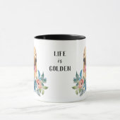 Blauw Bloemen Golden Retriever Life Mok (Midden)