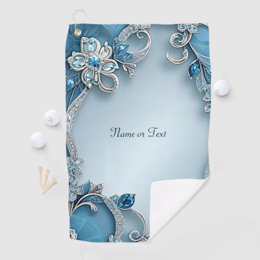 Blauw  Bloemen Golfhanddoek (Insitu)