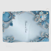 Blauw Bloemen Golfhanddoek (Horizontaal)