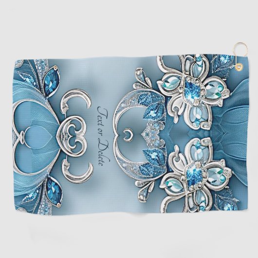 Blauw Bloemen Golfhanddoek (Horizontaal)