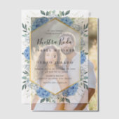 Blauw Bloemen Goud Bladeren Nuestra Boda Bruiloft Vellum Uitnodigingen (Offset (Koppel))