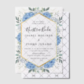 Blauw Bloemen Goud Bladeren Nuestra Boda Bruiloft Vellum Uitnodigingen (Offset (Uitnodiging))