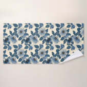Blauw Bloemen Goud Glitter Japans Ukiyo-e Badhanddoek (Badhanddoek)