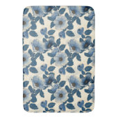 Blauw Bloemen Goud Glitter Japans Ukiyo-e Badmat (Voorkant Verticaal)