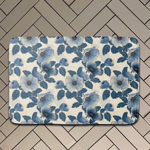 Blauw Bloemen Goud Glitter Japans Ukiyo-e Badmat