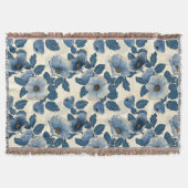 Blauw Bloemen Goud Glitter Japans Ukiyo-e Deken (Voorkant)