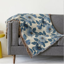 Blauw Bloemen Goud Glitter Japans Ukiyo-e