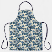 Blauw Bloemen Goud Glitter Japans Ukiyo-e Schort (Voorkant)