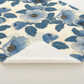 Blauw Bloemen Goud Glitter Japans Ukiyo-e Sherpa Deken (3/4)