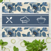 Blauw Bloemen Goud Glitter Japans Ukiyo-e Theedoek (Gevouwen)