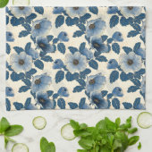 Blauw Bloemen Goud Glitter Japans Ukiyo-e Theedoek (Gevouwen)