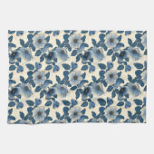 Blauw Bloemen Goud Glitter Japans Ukiyo-e Theedoek (Horizontaal)