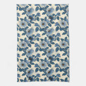 Blauw Bloemen Goud Glitter Japans Ukiyo-e Theedoek (Verticaal)