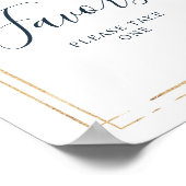 Blauw Bloemen & Gouden Lijst Bruiloftsshower Favor Poster (Hoek)