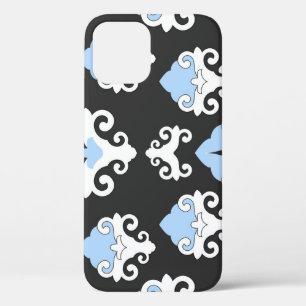 Blauw Bloemen Grijs Achtergrondpatroon Case-Mate iPhone Case