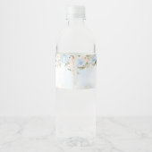 Blauw Bloemen Groen Kleine Pompoen Baby shower Waterfles Etiket (Achterkant)