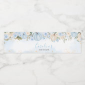 Blauw Bloemen Groen Kleine Pompoen Baby shower Waterfles Etiket (Enkel label)