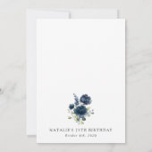 Blauw Bloemen, Groene Takken, Boho, Verjaardag Kaart (Achterkant)