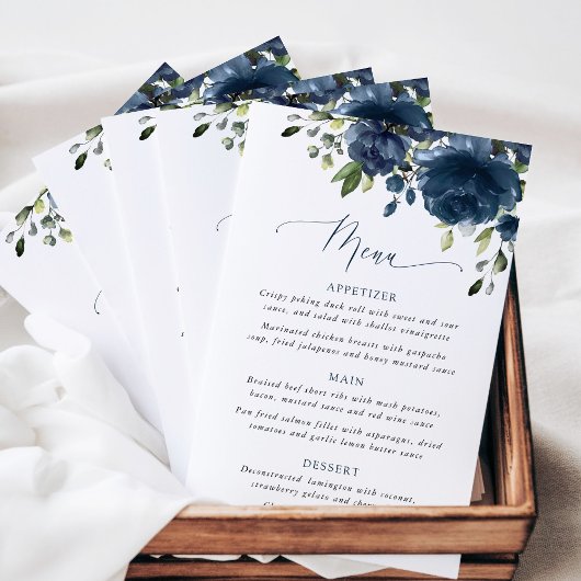 Blauw Bloemen, Groene Tinten, Boho, Trouwmenu