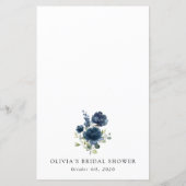 Blauw Bloemen, Groene Tinten, Bruidsfeest Menu (Achterkant)