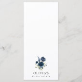 Blauw Bloemen, Groene Tinten, Bruidsfeest Menu (Achterkant)