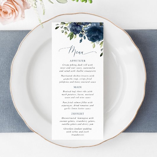 Blauw Bloemen, Groene Tinten, Bruidsfeest Menu