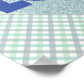 Blauw Bloemen Hart en Liefde Poster (Hoek)