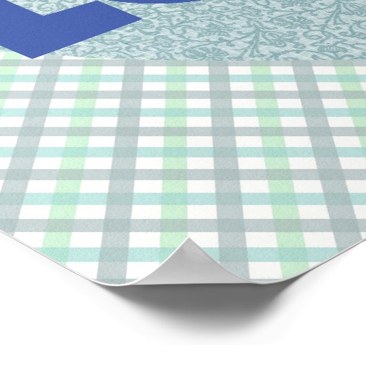 Blauw Bloemen Hart en Liefde Poster (Hoek)