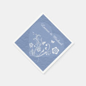 Blauw Bloemen Hart Gepersonaliseerde bruiloft Servet (Hoek)