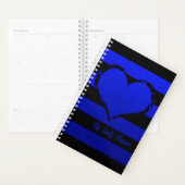 Blauw Bloemen Hart Zwart Strepen Planner (Display)