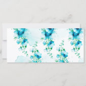 Blauw Bloemen Hawaïaans Bruiloft Menu Kaart (Achterkant)