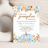 Blauw Bloemen Herfst pompoen Baby shower Kaart