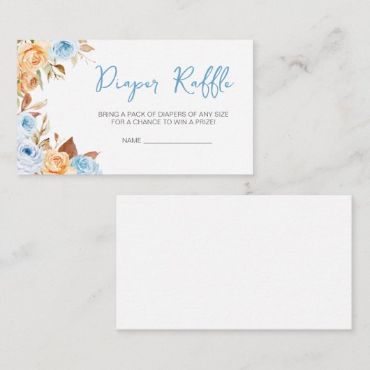 Blauw Bloemen Herfst Pompoen Baby shower Luier Raf Informatiekaartje (Voorkant / Achterkant)