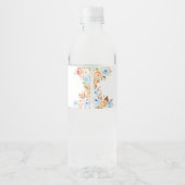 Blauw Bloemen Herfst pompoen Baby shower Waterfles Etiket (Achterkant)