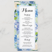 Blauw Bloemen Hydrangea Menu Kaarten (Voorkant / Achterkant)