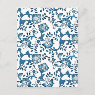  Blauw Bloemen Illustratiepatroon Briefkaart