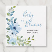 Blauw Bloemen Jongen Baby In Bloem Douche Bedankjes Labels (Voorkant)