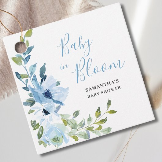 Blauw Bloemen Jongen Baby In Bloem Douche Bedankjes Labels