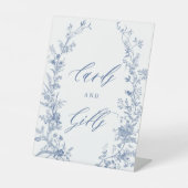 Blauw Bloemen Kaarten en Geschenken Tafelteken Reclamebord Met Voetstuk (Voorkant)