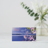 Blauw Bloemen Kant Visitekaartje (Staand voorkant)
