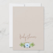 Blauw Bloemen Koe Print Kleine Cowboy baby shower Kaart (Achterkant)