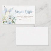 Blauw Bloemen Konijnenkonijn Baby shower Luier Raf Informatiekaartje (Voorkant / Achterkant)