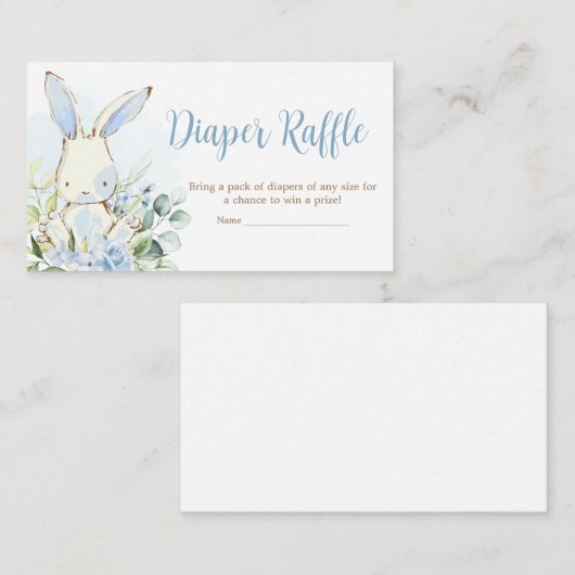 Blauw Bloemen Konijnenkonijn Baby shower Luier Raf Informatiekaartje (Voorkant / Achterkant)