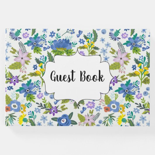 Blauw Bloemen  Land Gastenboek (Voorkant)