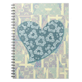 Blauw Bloemen Leuk Hart  Stijl Journal Notitieboek