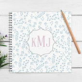 Blauw Bloemen Leuke Chic Pattern Monogram Initiale Notitieboek